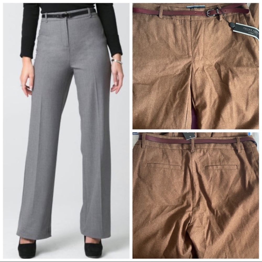 Apparel Brown Belted Wide-Leg High Rise Pants New